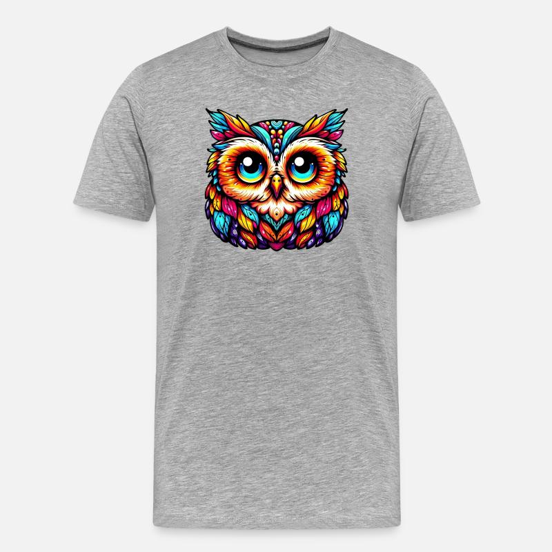 Eule - Männer Premium Bio T-Shirt - Grau meliert