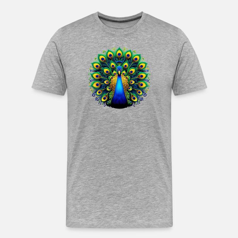 Pfau - Männer Premium Bio T-Shirt - Grau meliert
