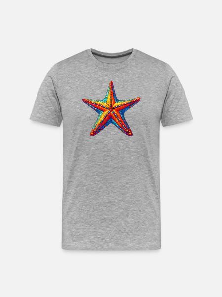 Seestern - Männer Premium Bio T-Shirt - Grau meliert