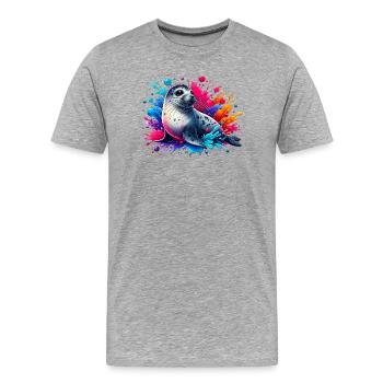 Siegel - Männer Premium Bio T-Shirt - Grau meliert - Vorne - Damien (186cm)