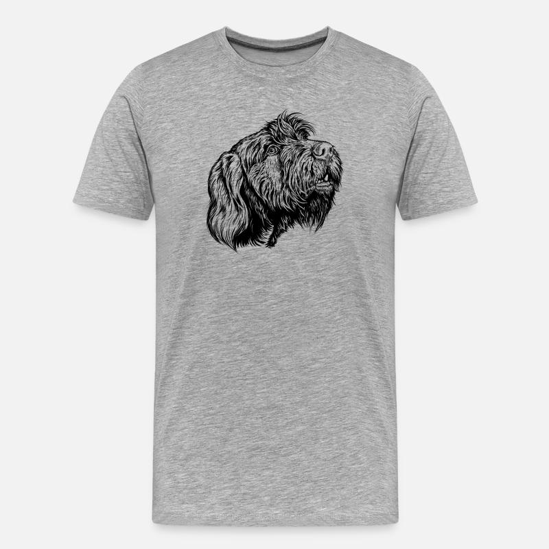 Pudelpointer redet mit - Männer Premium Bio T-Shirt - Grau meliert