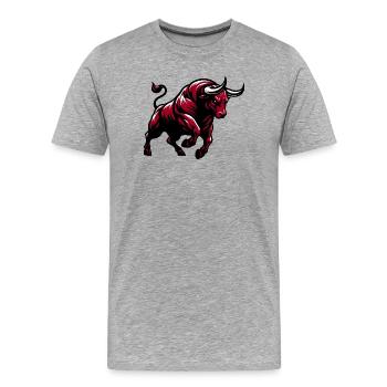 Stier - Männer Premium Bio T-Shirt - Grau meliert - Vorne - Damien (186cm)