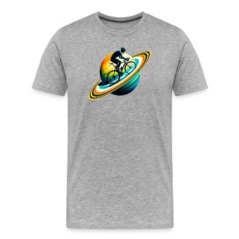 Cycliste sur Saturne - T-shirt bio Premium Homme - gris chiné - Devant - Damien (186cm)