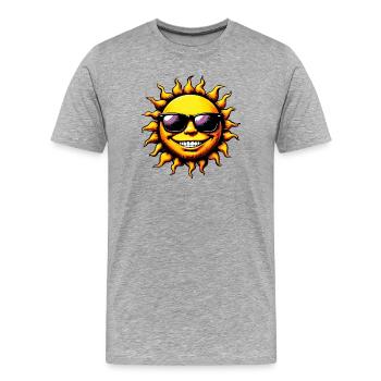Soleil avec lunettes de soleil - T-shirt bio Premium Homme - gris chiné - Devant - Damien (186cm)