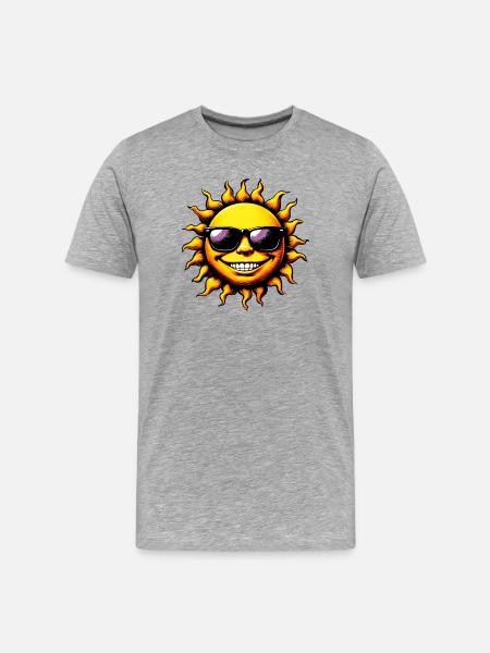 Sun with Sunglasses - Men's Premium Organic T-Shirt - heather grey