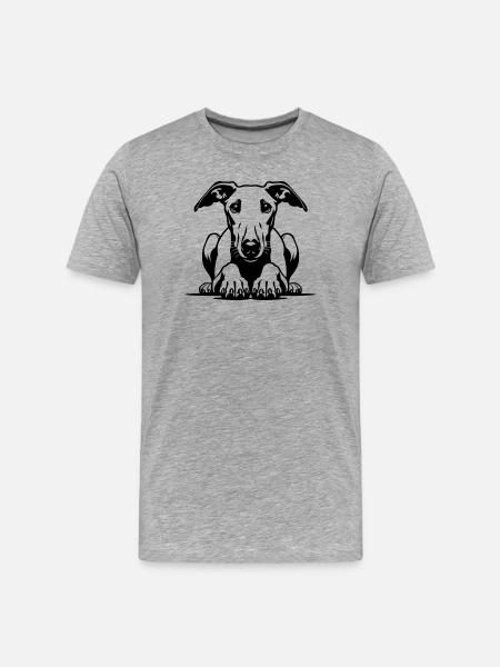 Whippet Head with Paws - Men's Premium Organic T-Shirt - heather grey
