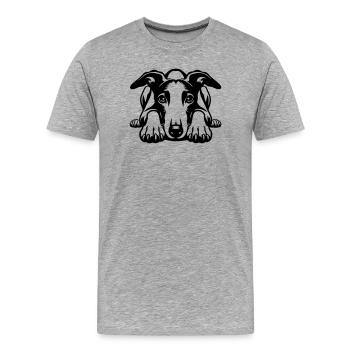 Whippet Kopf mit Pfoten - Männer Premium Bio T-Shirt - Grau meliert - Vorne - Damien (186cm)