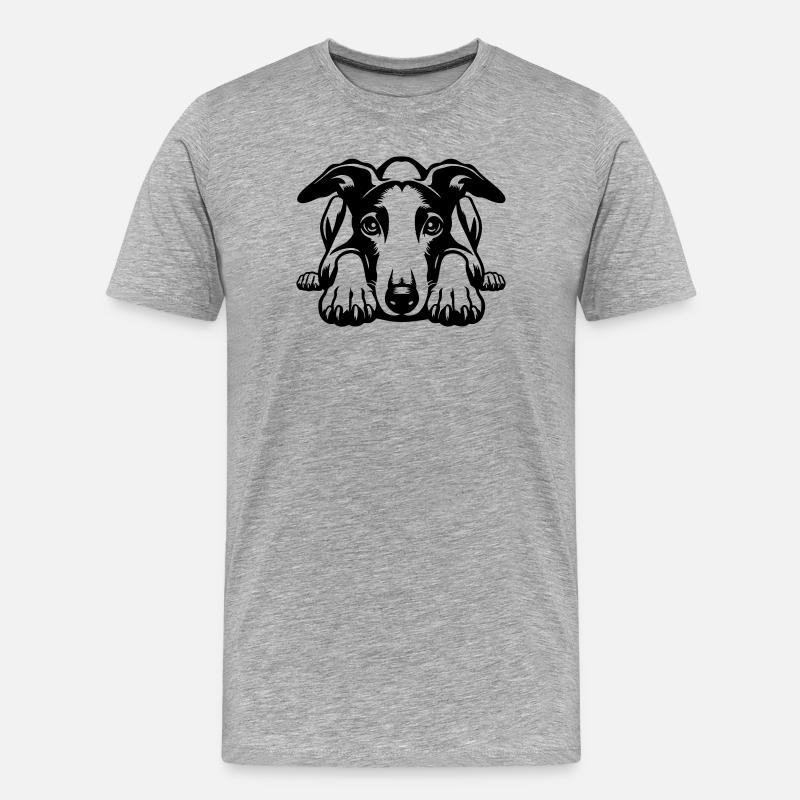 Whippet Kopf mit Pfoten - Männer Premium Bio T-Shirt - Grau meliert