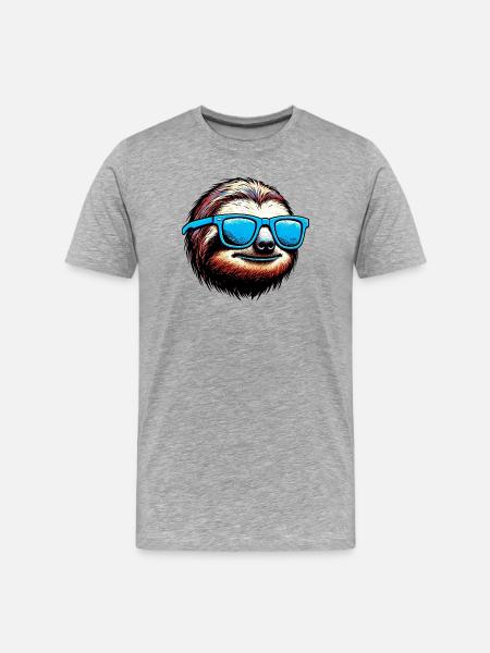 Sloth with Sunglasses - Men's Premium Organic T-Shirt - heather grey