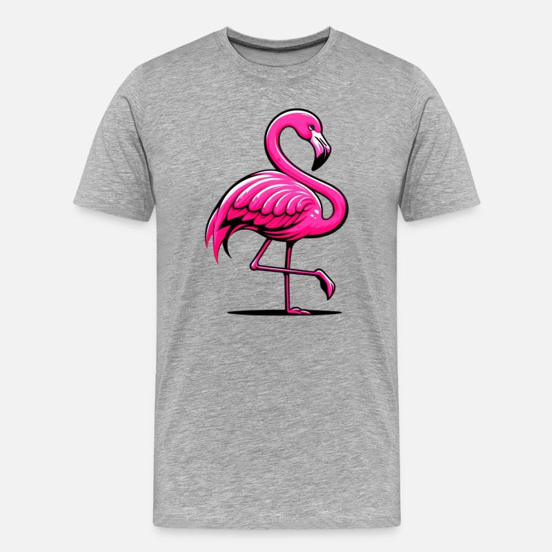 Flamingo - Männer Premium Bio T-Shirt - Grau meliert