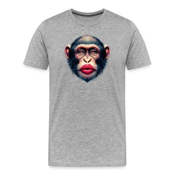 Monkey Kiss - Men's Premium Organic T-Shirt - heather grey - Front - Damien (186cm)