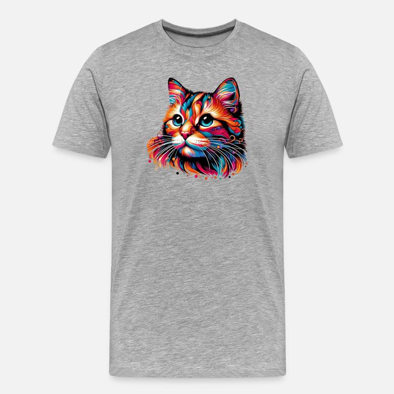 Katze - Männer Premium Bio T-Shirt - Grau meliert