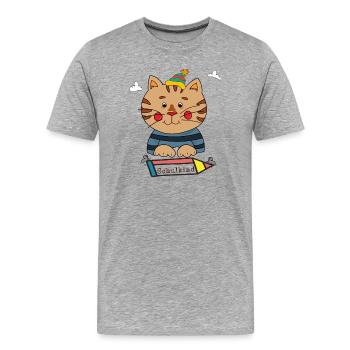 Chat écolier - T-shirt bio Premium Homme - gris chiné - Devant - Damien (186cm)