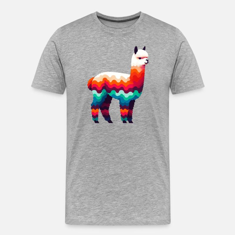 Alpaka - Männer Premium Bio T-Shirt - Grau meliert