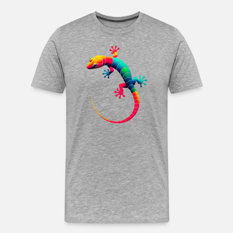 Gecko - Männer Premium Bio T-Shirt - Grau meliert