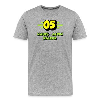 High Alpine Complainer - Men's Premium Organic T-Shirt - heather grey - Front - Damien (186cm)