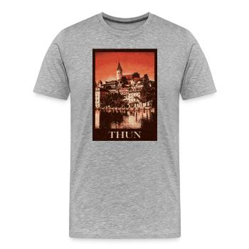 Horizon de Thoune - T-shirt bio Premium Homme - gris chiné - Devant - Damien (186cm)