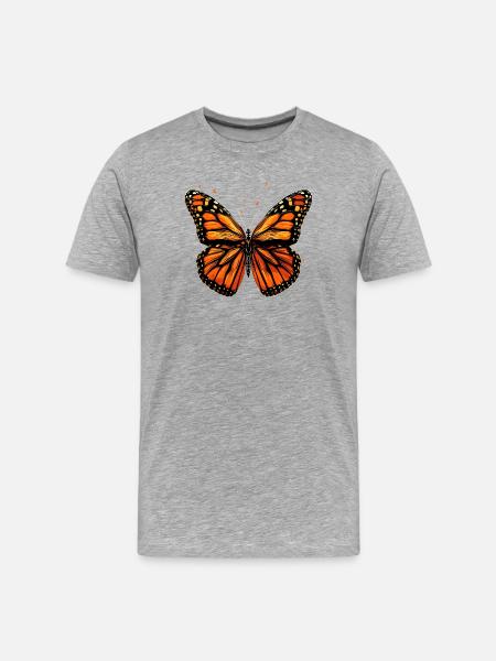 Schmetterling Flügel Bunt Butterfly Schmetterlinge - Männer Premium Bio T-Shirt - Grau meliert