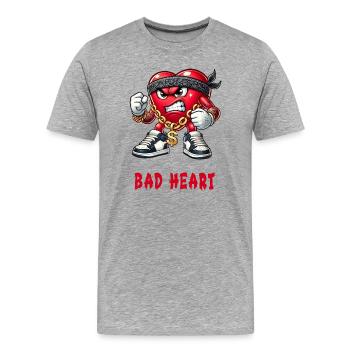 Bad heart gangster design - Men's Premium Organic T-Shirt - heather grey - Front - Damien (186cm)