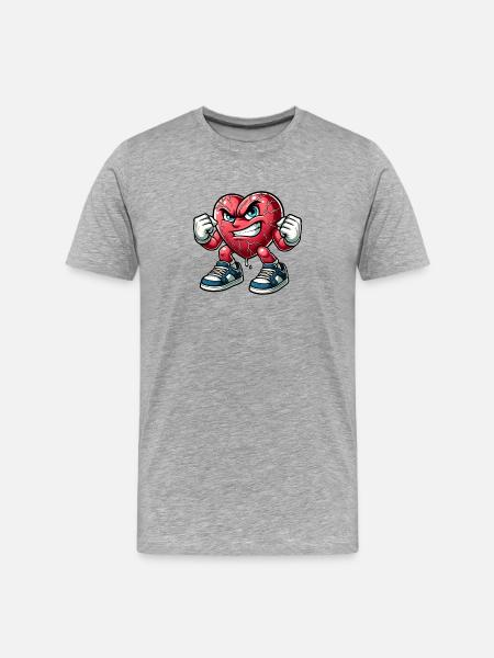 Angry Heart Design - Men's Premium Organic T-Shirt - heather grey