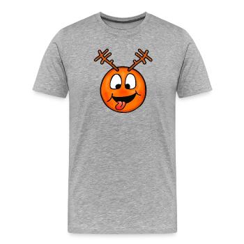 Émoticône de cerf fou drôle - T-shirt bio Premium Homme - gris chiné - Devant - Damien (186cm)
