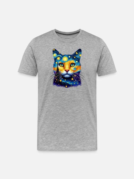 Cat - Men's Premium Organic T-Shirt - heather grey