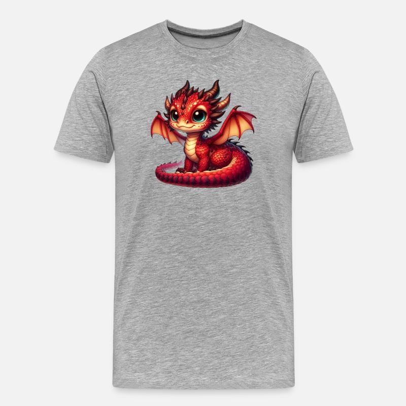Drache - Männer Premium Bio T-Shirt - Grau meliert