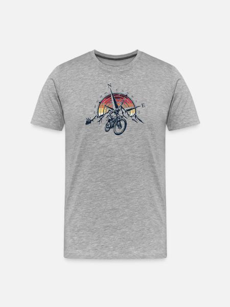 Sunset Compass Mountainbike - Männer Premium Bio T-Shirt - Grau meliert