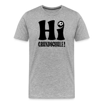 SCHULANFANG GRUNDSCHULE FUßBALL - Männer Premium Bio T-Shirt - Grau meliert - Vorne - Damien (186cm)