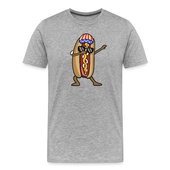 Hotdog 4. Juli - Männer Premium Bio T-Shirt - Grau meliert - Vorne - Damien (186cm)