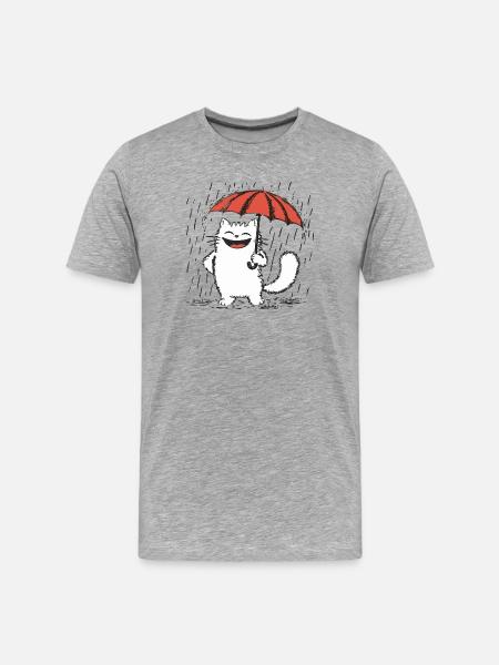 Happy cat Under Rain - Men's Premium Organic T-Shirt - heather grey