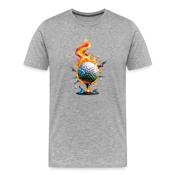 Glänzend weißer Golfball - Männer Premium Bio T-Shirt - Grau meliert - Vorne - Damien (186cm)