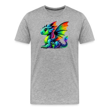 Drache - Männer Premium Bio T-Shirt - Grau meliert - Vorne - Damien (186cm)