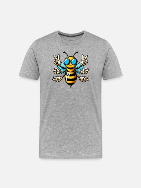 Bee with Sunglasses - Men's Premium Organic T-Shirt - heather grey