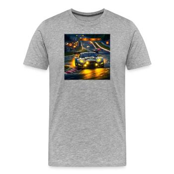 Rennwagen im Abendlicht Kurvenjagd - Männer Premium Bio T-Shirt - Grau meliert - Vorne - Damien (186cm)