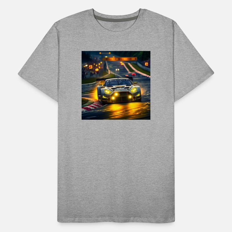 Voiture de course dans la lumière du soir Virage T-shirt bio Premium Homme