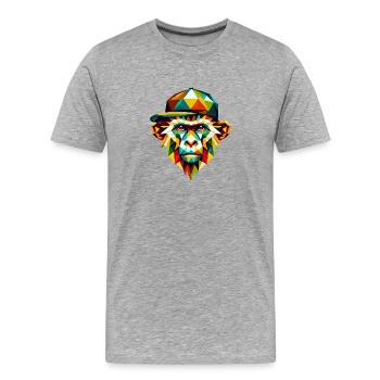 Géométrique Singe Art Cool Coloré Hipster Design - T-shirt bio Premium Homme - gris chiné - Devant - Damien (186cm)
