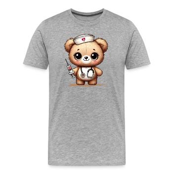 Bezauberndes Kuscheltier als Krankenschwester - Männer Premium Bio T-Shirt - Grau meliert - Vorne - Damien (186cm)