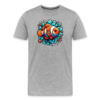Poisson-clown - T-shirt bio Premium Homme - gris chiné - Devant - Damien (186cm)