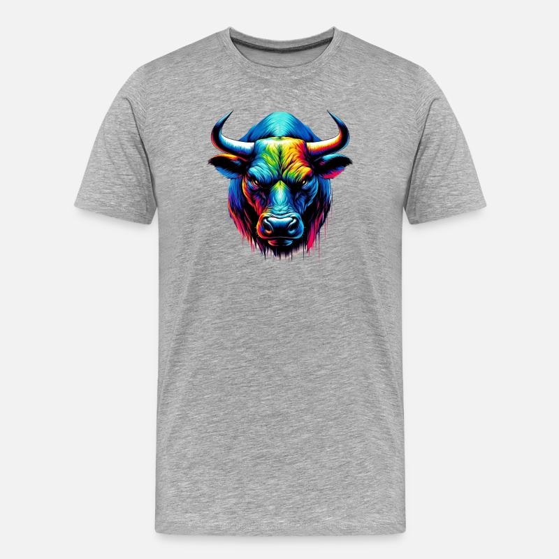 Stier - Männer Premium Bio T-Shirt - Grau meliert