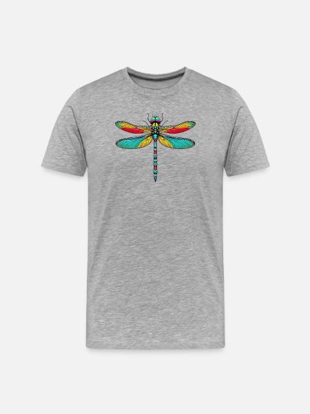 Libelle - Männer Premium Bio T-Shirt - Grau meliert