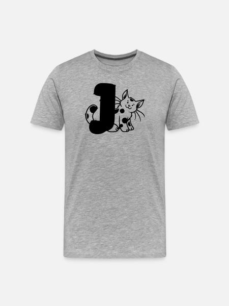 Lettre Chat J - T-shirt bio Premium Homme - gris chiné