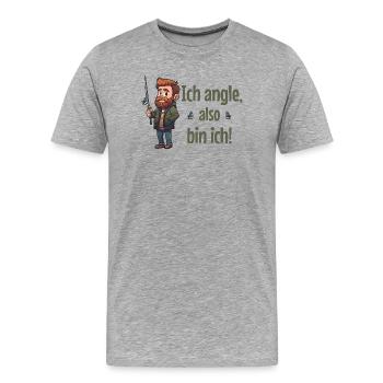 Ich angle, also bin ich! - Angler - Männer Premium Bio T-Shirt - Grau meliert - Vorne - Damien (186cm)