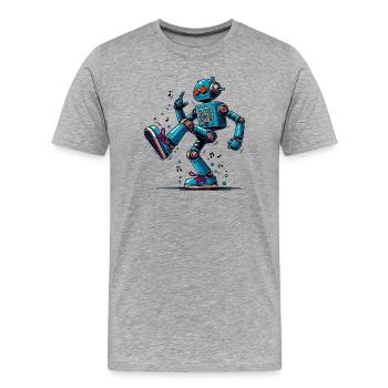 Außerirdischer außerirdischer Roboter tanzt - Männer Premium Bio T-Shirt - Grau meliert - Vorne - Damien (186cm)