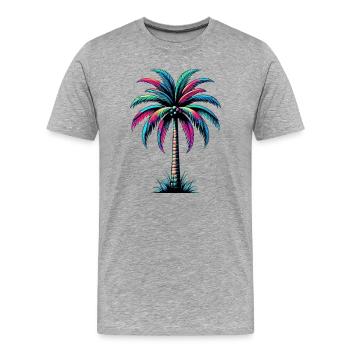 Palm tree - Men's Premium Organic T-Shirt - heather grey - Front - Damien (186cm)