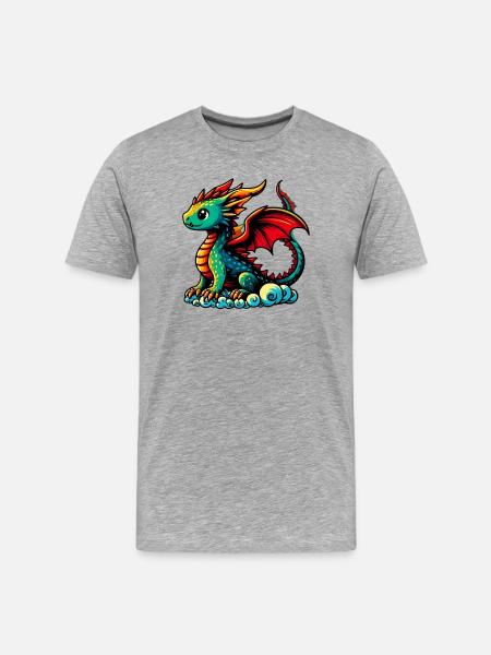 Drache - Männer Premium Bio T-Shirt - Grau meliert