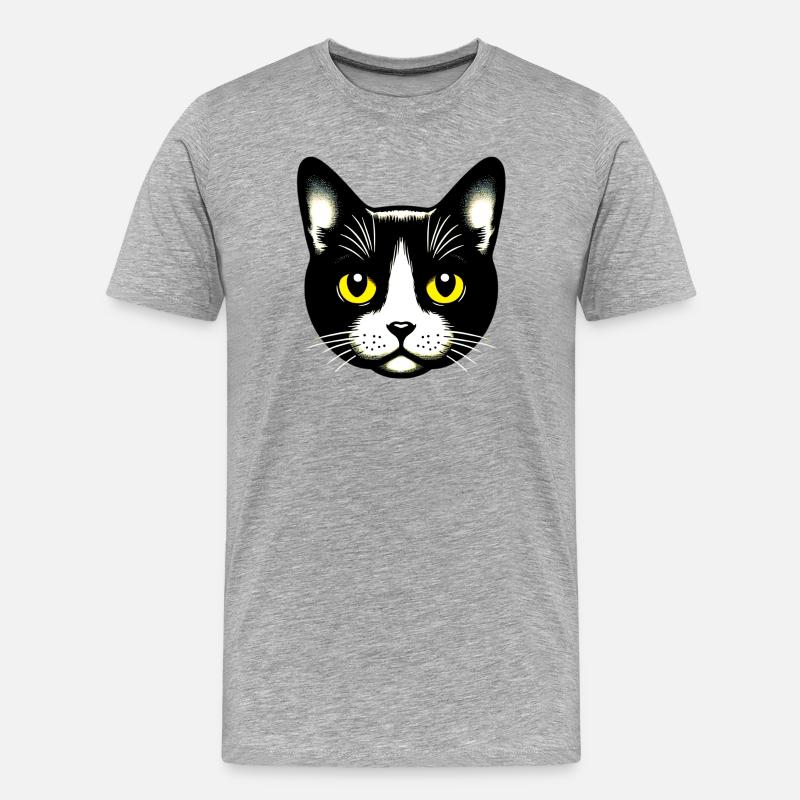 Katze - Männer Premium Bio T-Shirt - Grau meliert