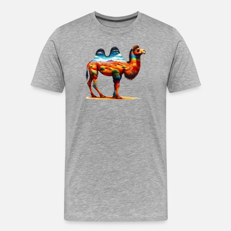 Kamel - Männer Premium Bio T-Shirt - Grau meliert