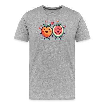 Amour passion fruitée - T-shirt bio Premium Homme - gris chiné - Devant - Damien (186cm)