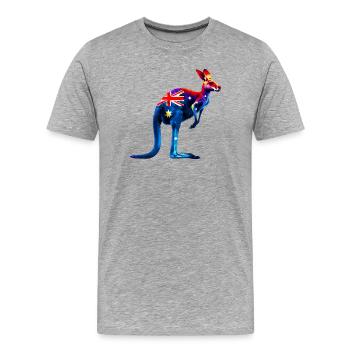 Kangourou - T-shirt bio Premium Homme - gris chiné - Devant - Damien (186cm)
